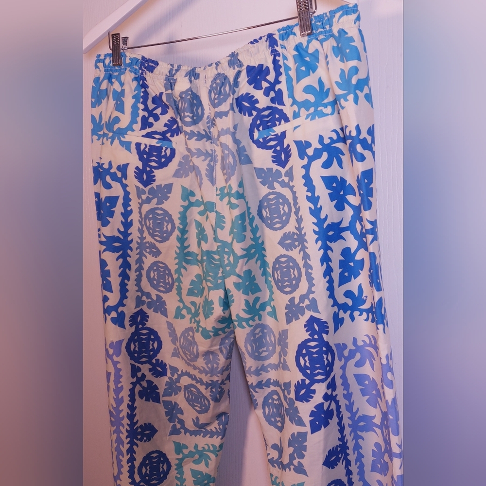 Zara NWT Printed Poplin Cotton Pants Size XXL Wide Leg Trousers Colorful Boho - Picture 6 of 11